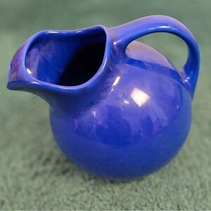 Hall China Company Cobalt Blue Ball Pitcher Art Deco 2 Quart Size Marked 633 USA